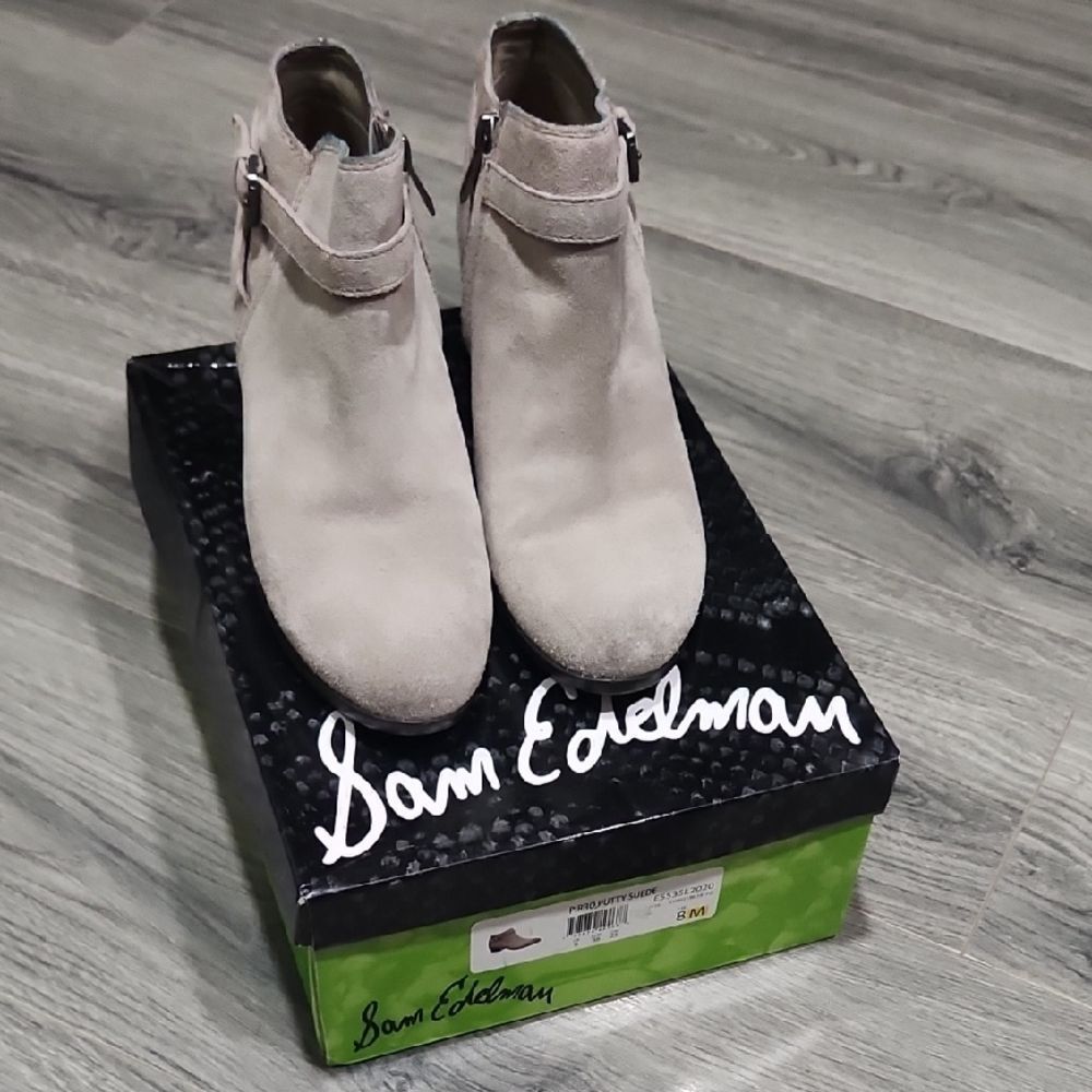 EUC Sam Edelman Putty Suede Pirro Buckle Booties